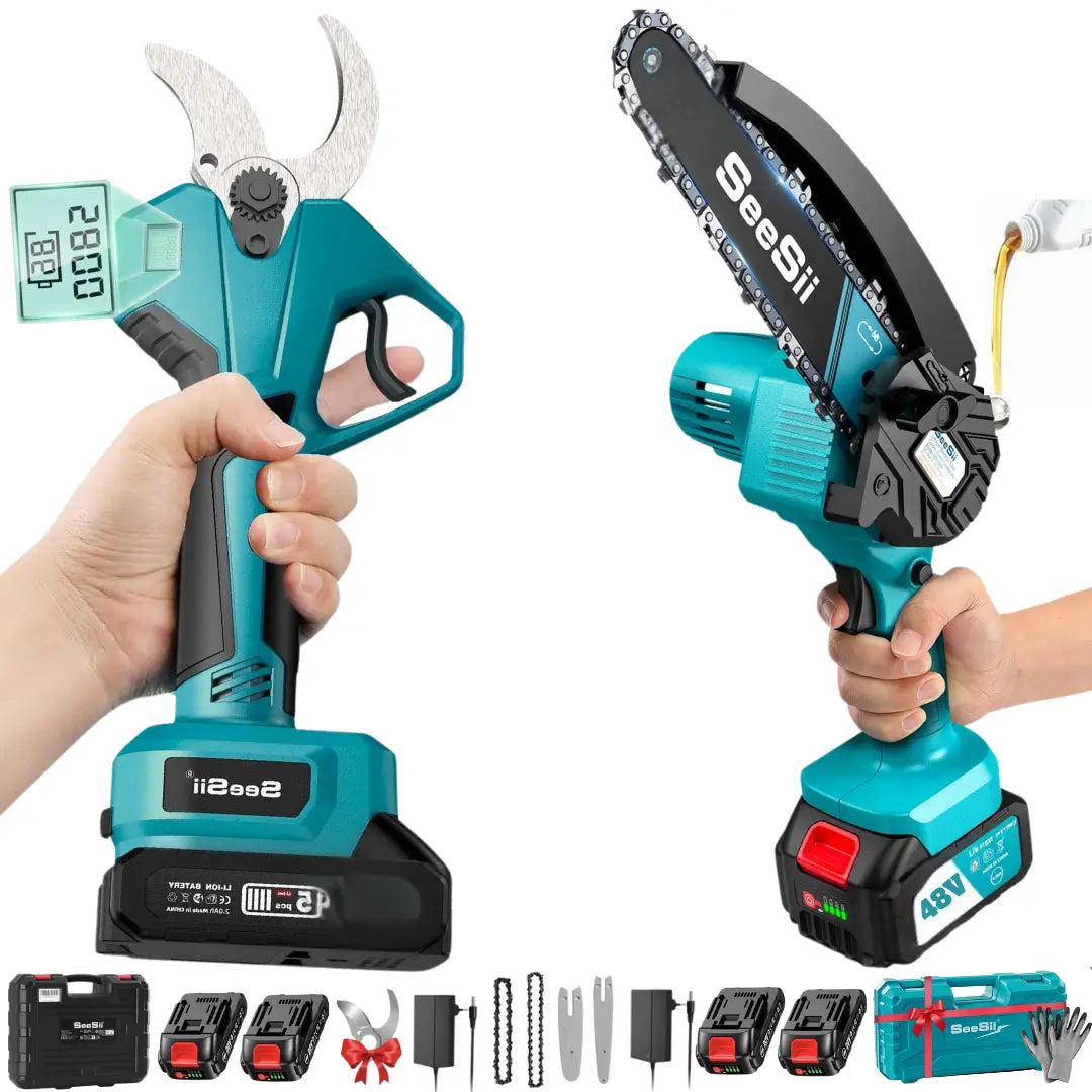 KIT POLLICE VERDE...FORBICE DA POTATURA CON MOTOSEGA ELETTRICA